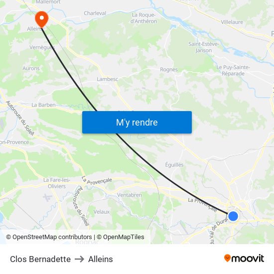 Clos Bernadette to Alleins map