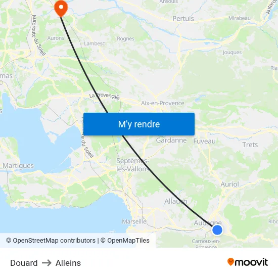 Douard to Alleins map