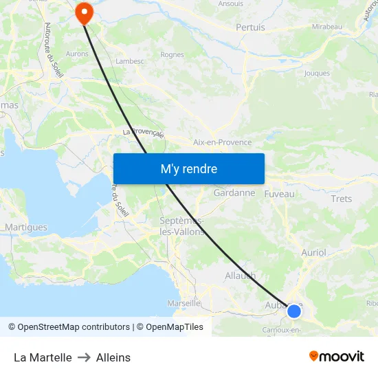 La Martelle to Alleins map