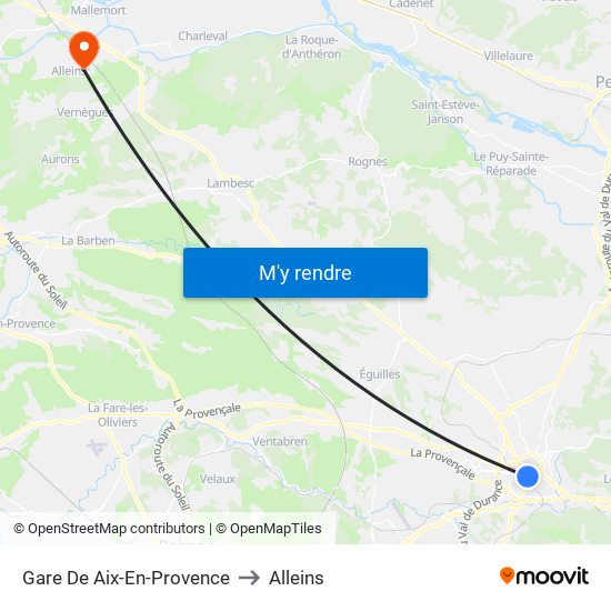 Gare De Aix-En-Provence to Alleins map