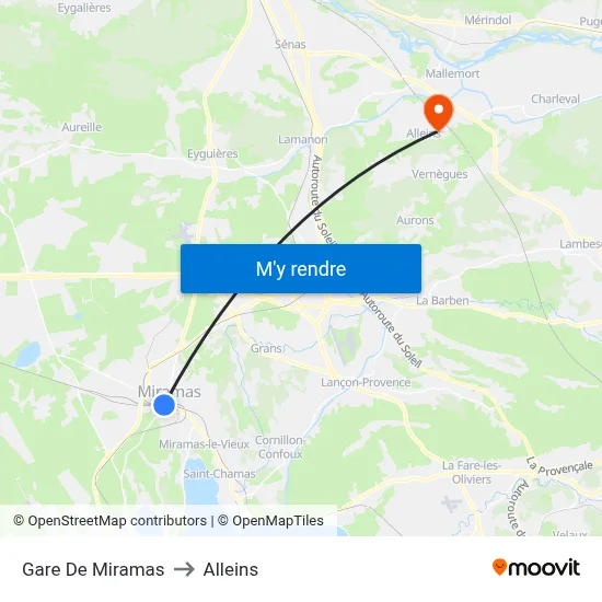 Gare De Miramas to Alleins map
