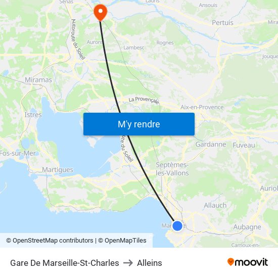 Gare De Marseille-St-Charles to Alleins map