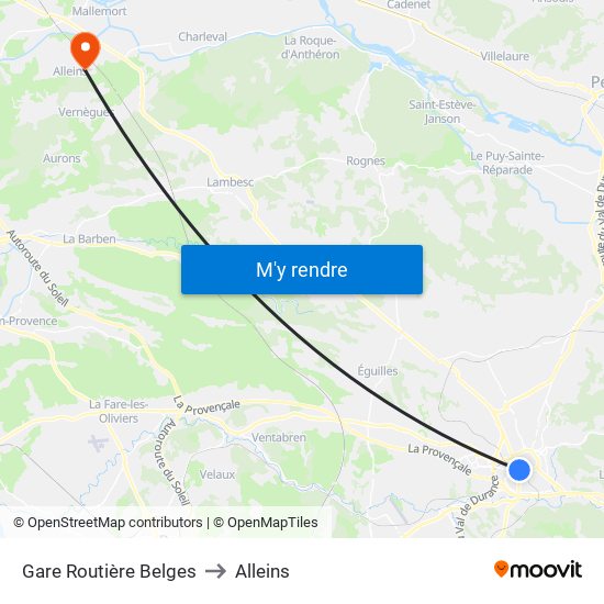 Gare Routière Belges to Alleins map
