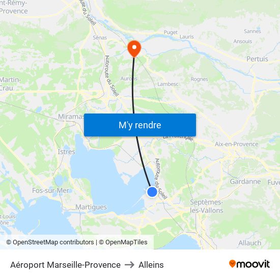 Aéroport Marseille-Provence to Alleins map
