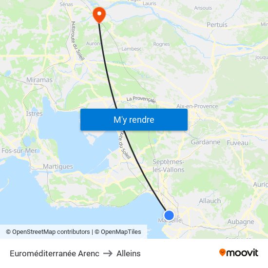 Euroméditerranée Arenc to Alleins map