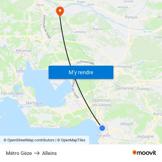 Métro Gèze to Alleins map