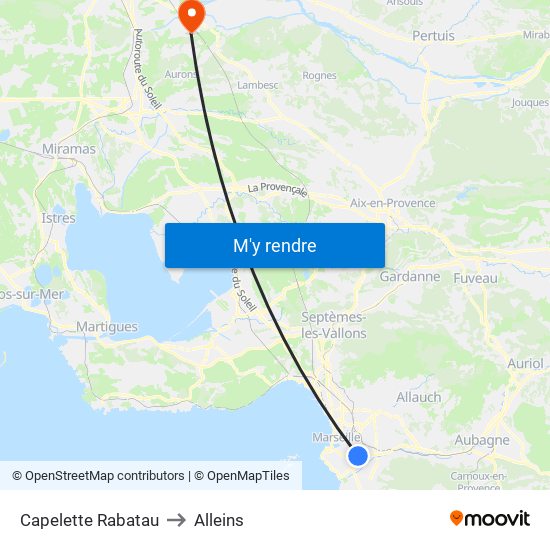 Capelette Rabatau to Alleins map