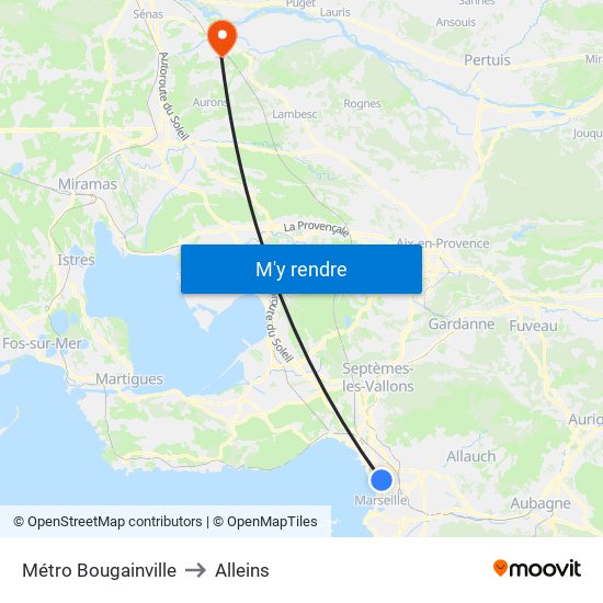 Métro Bougainville to Alleins map
