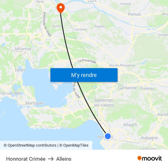 Honnorat Crimée to Alleins map