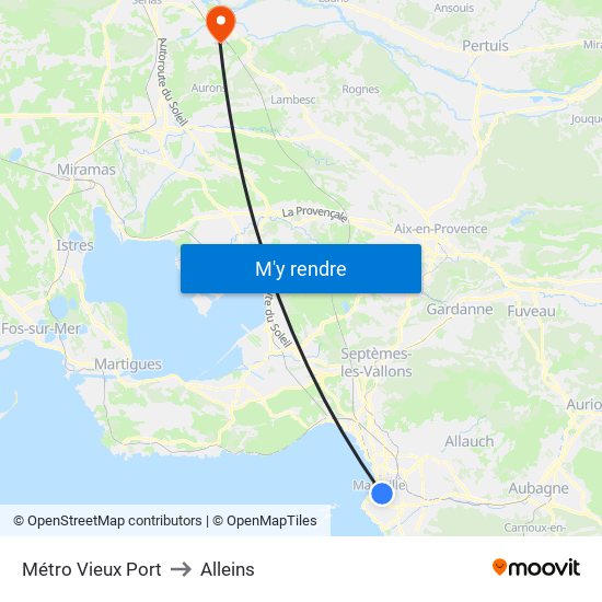 Métro Vieux Port to Alleins map