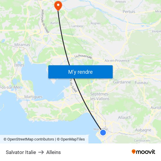 Salvator Italie to Alleins map