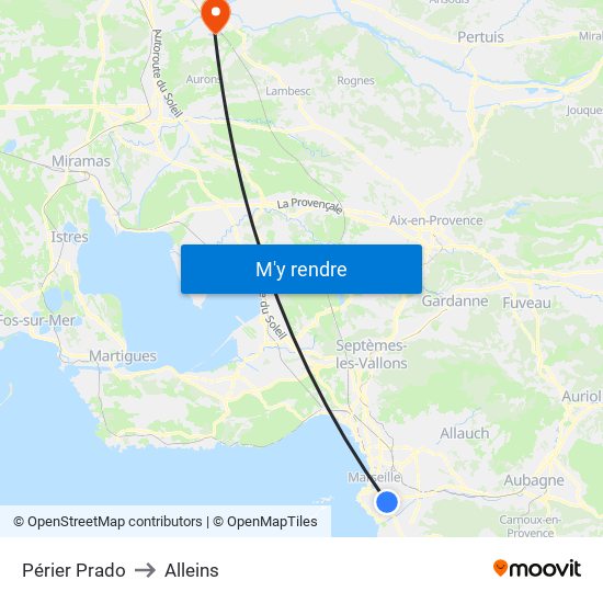 Périer Prado to Alleins map