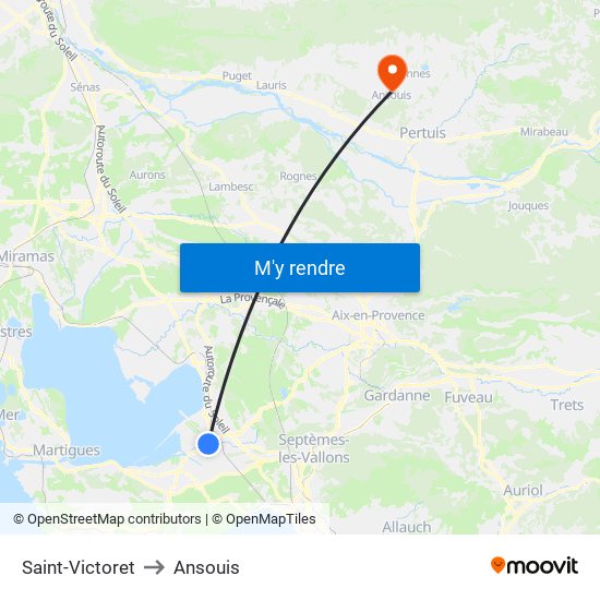 Saint-Victoret to Ansouis map
