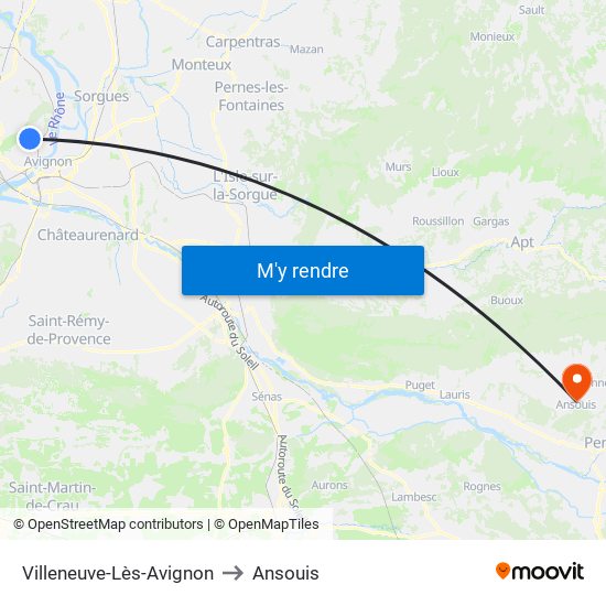 Villeneuve-Lès-Avignon to Ansouis map