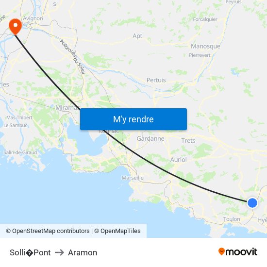Solli�Pont to Aramon map