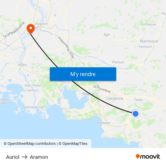 Auriol to Aramon map