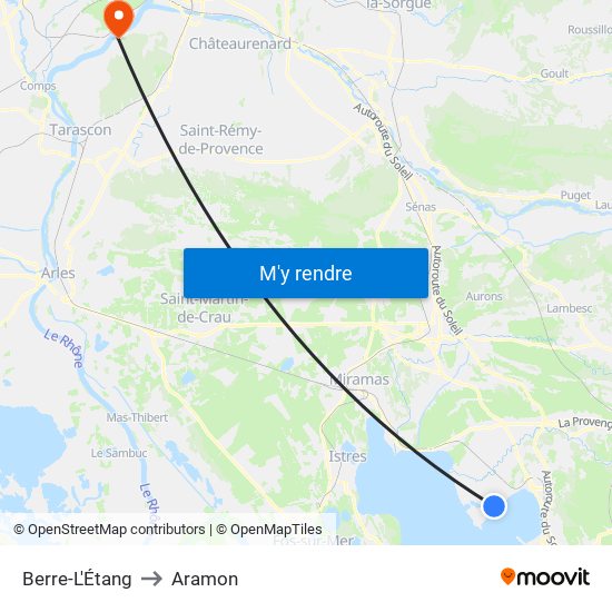 Berre-L'Étang to Aramon map