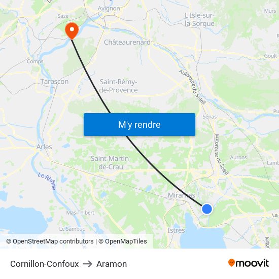 Cornillon-Confoux to Aramon map