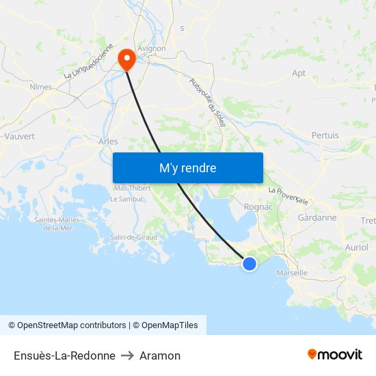Ensuès-La-Redonne to Aramon map