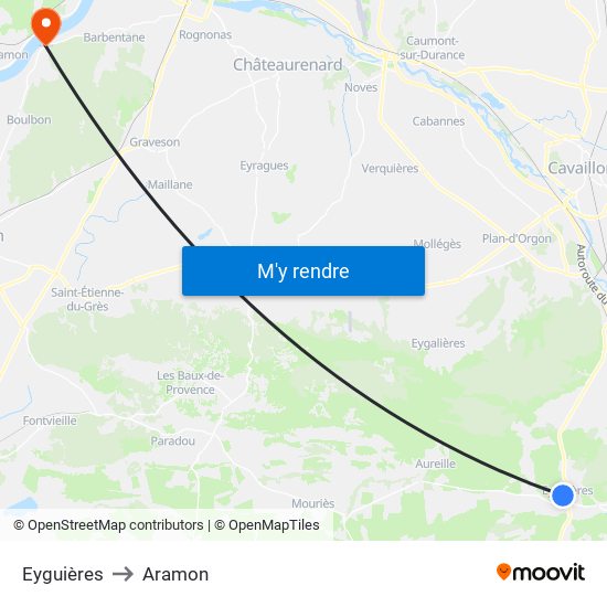 Eyguières to Aramon map