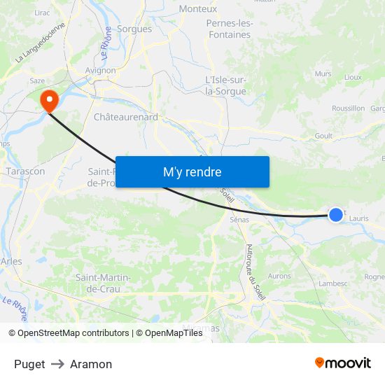 Puget to Aramon map