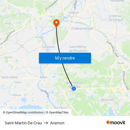 Saint-Martin-De-Crau to Aramon map