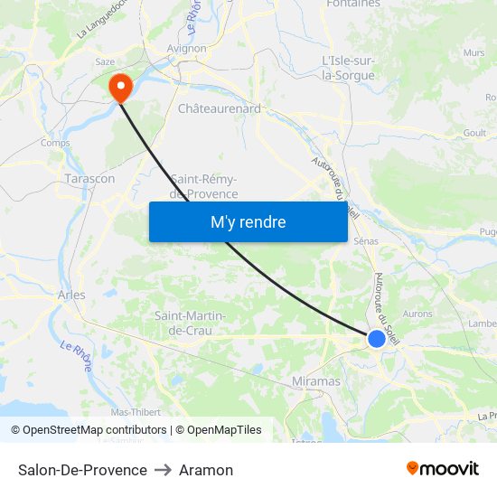 Salon-De-Provence to Aramon map