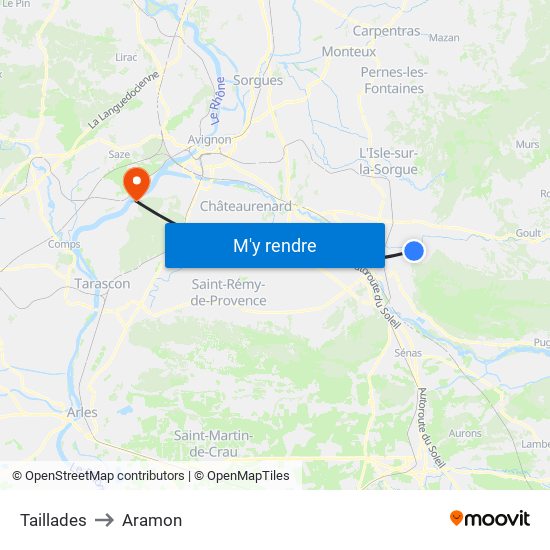 Taillades to Aramon map