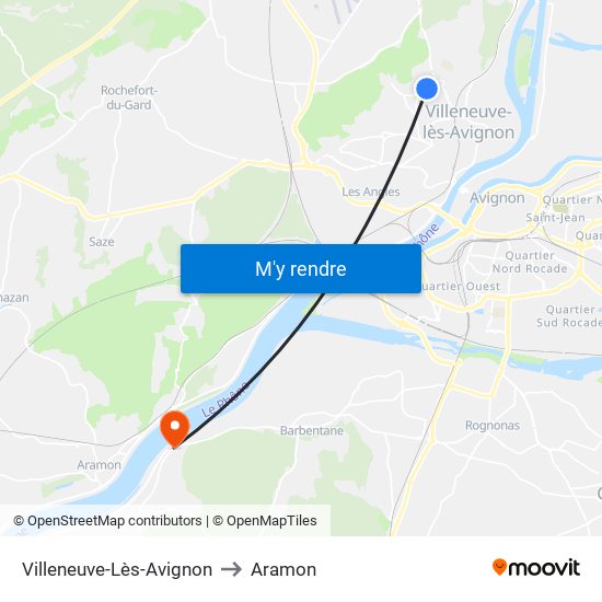 Villeneuve-Lès-Avignon to Aramon map