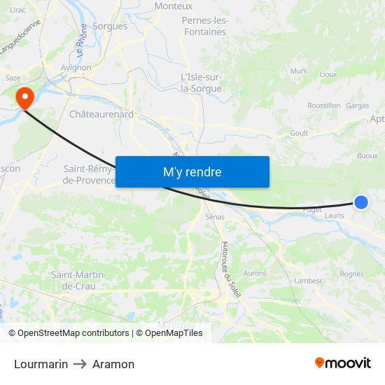 Lourmarin to Aramon map