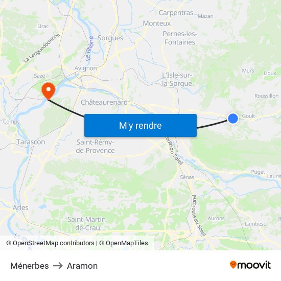 Ménerbes to Aramon map