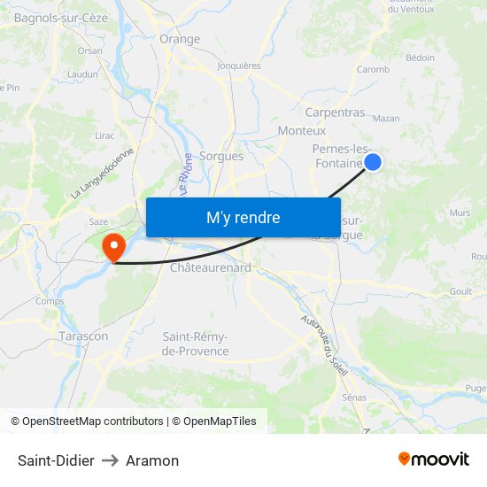 Saint-Didier to Aramon map