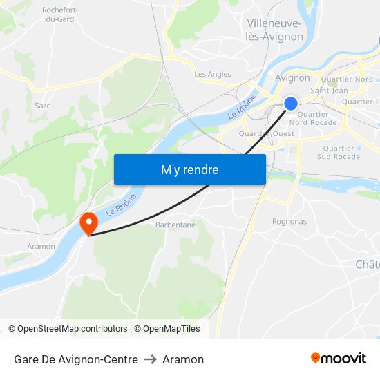 Gare De Avignon-Centre to Aramon map