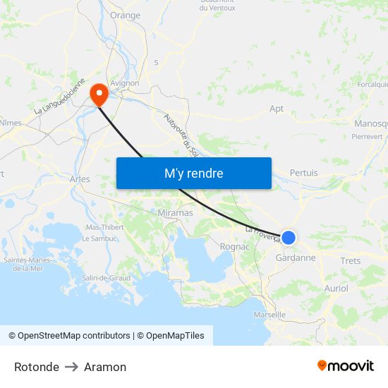 Rotonde to Aramon map