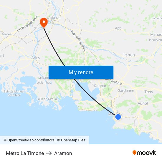 Métro La Timone to Aramon map