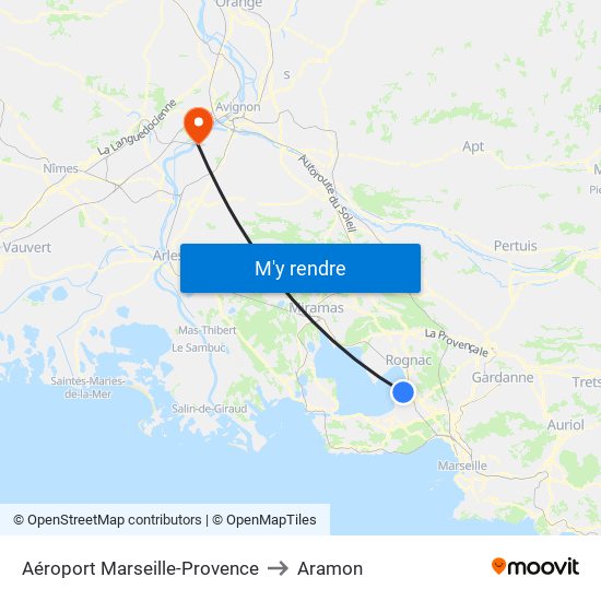 Aéroport Marseille-Provence to Aramon map