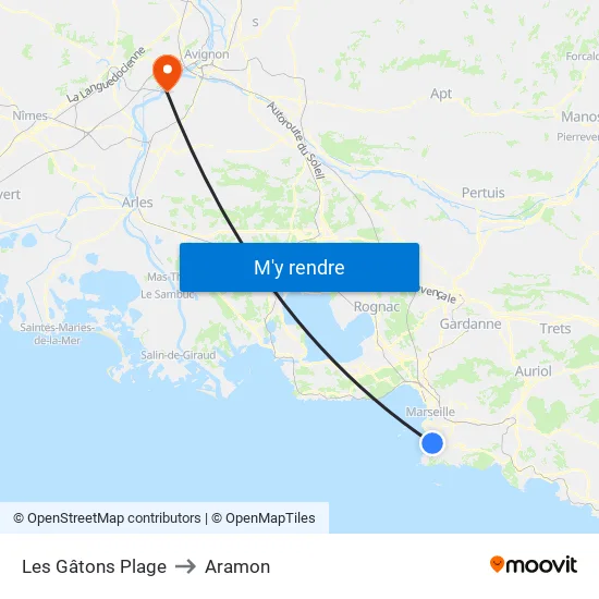 Bowl Du Prado to Aramon map