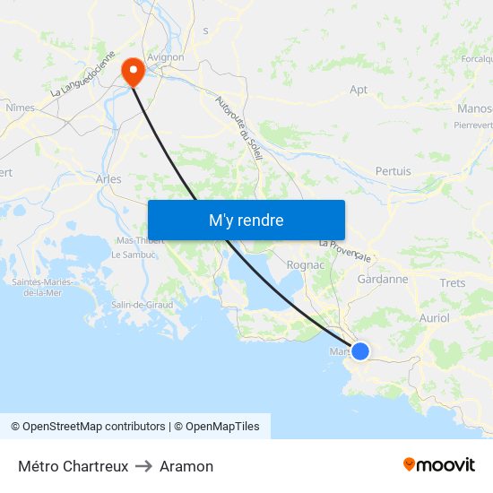 Métro Chartreux to Aramon map