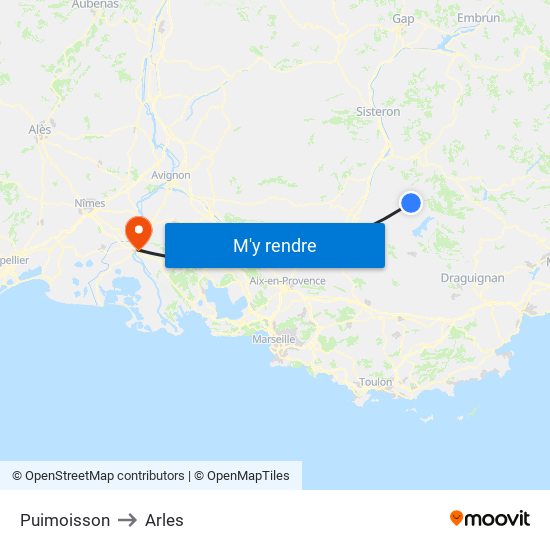 Puimoisson to Arles map