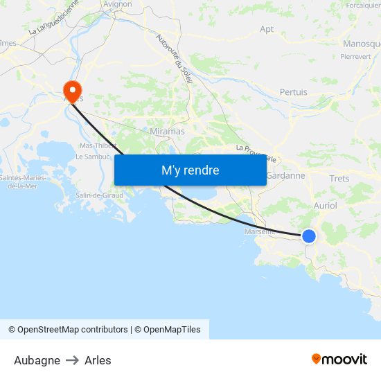 Aubagne to Arles map