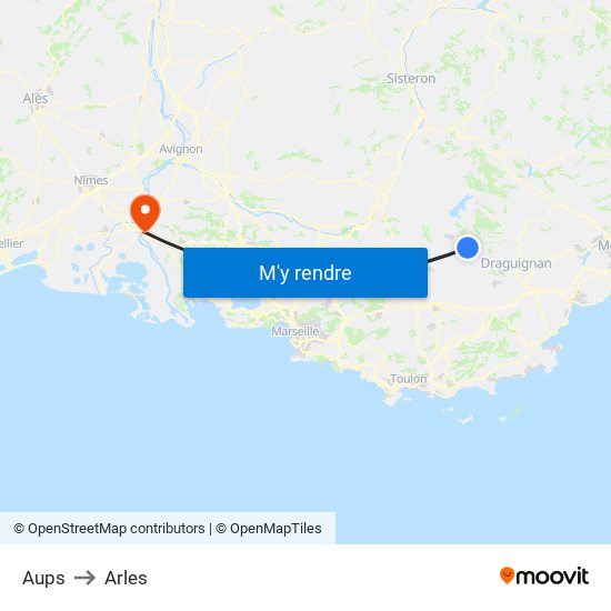 Aups to Arles map
