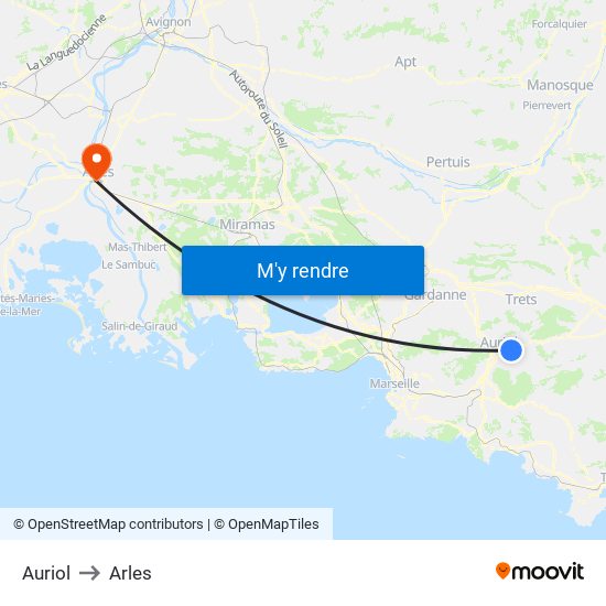 Auriol to Arles map