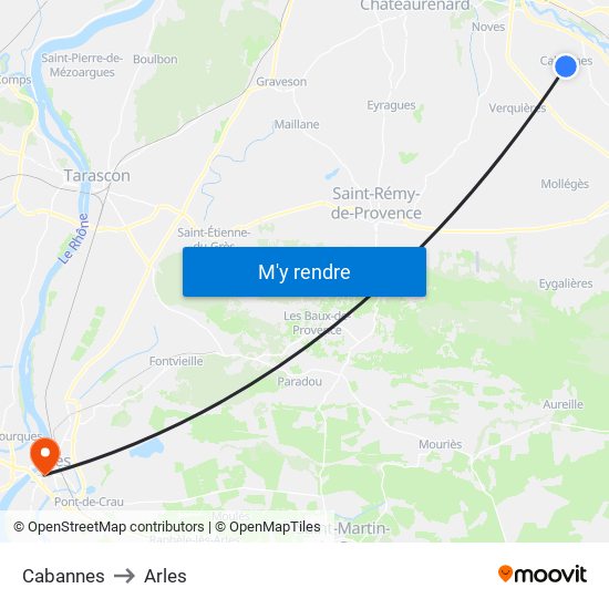 Cabannes to Arles map