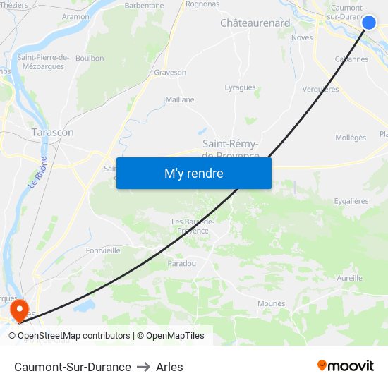 Caumont-Sur-Durance to Arles map