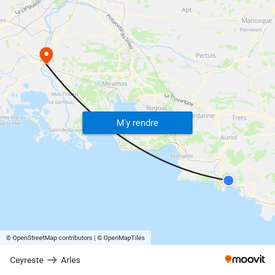 Ceyreste to Arles map