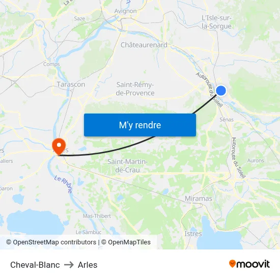 Cheval-Blanc to Arles map