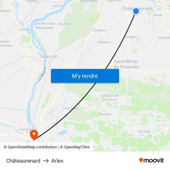 Châteaurenard to Arles map