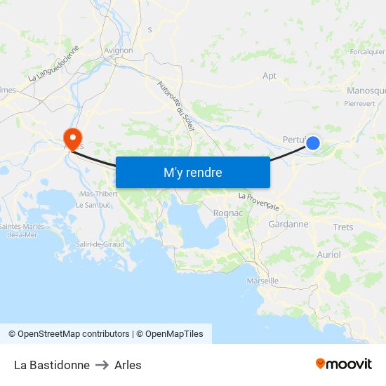 La Bastidonne to Arles map