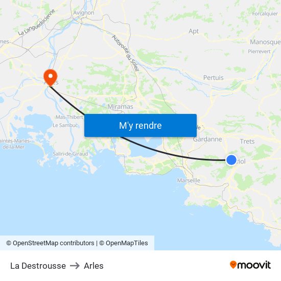 La Destrousse to Arles map
