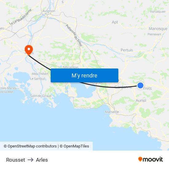 Rousset to Arles map